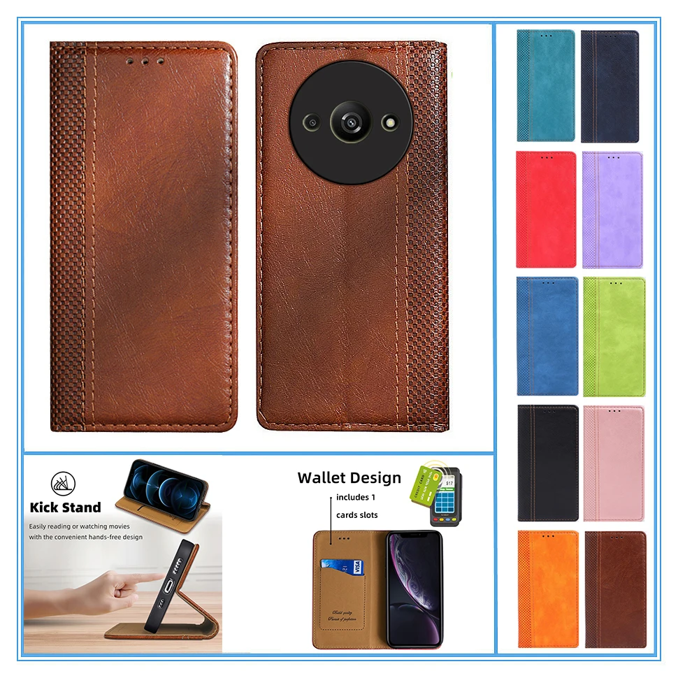 POCO C61 スマートフォン 本体とケース付き Case celular For Xiaomi Poco C61 Wallet Phone Global Cover Book