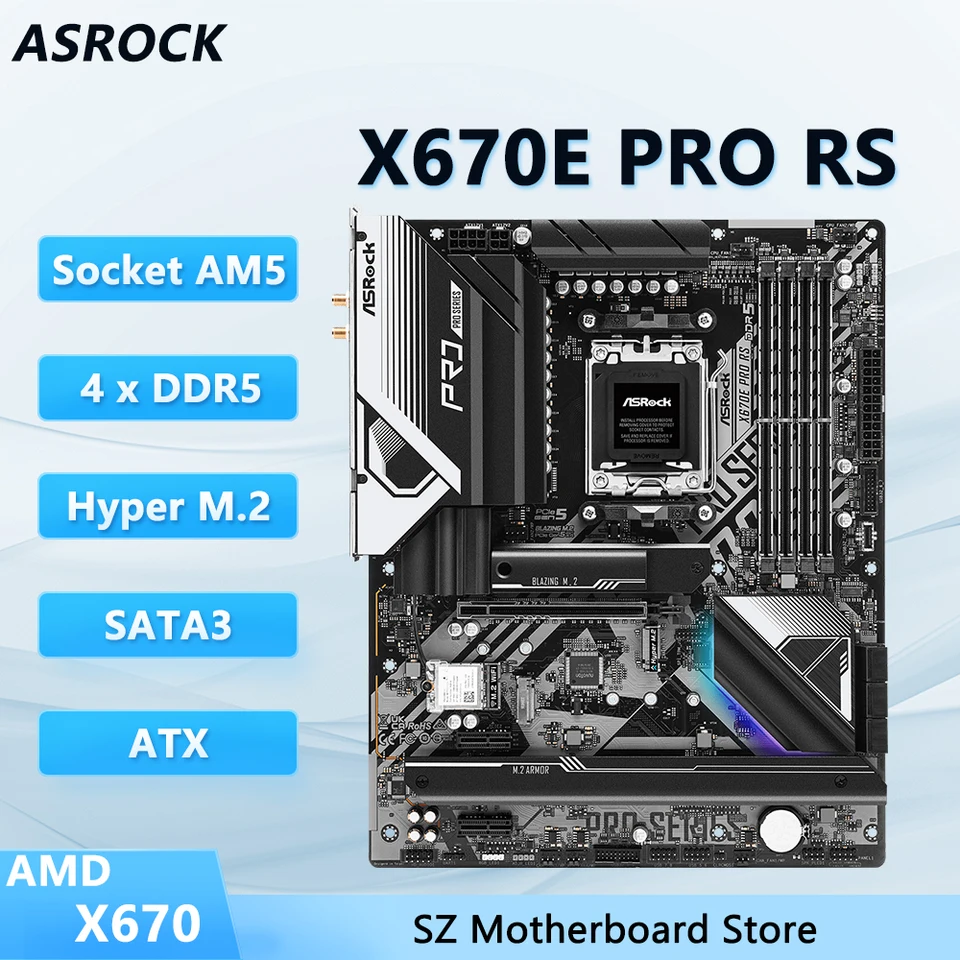 ASROCK X670E Pro RS マザーボードは、AMD X670ソケットAM5 Ryzen 9