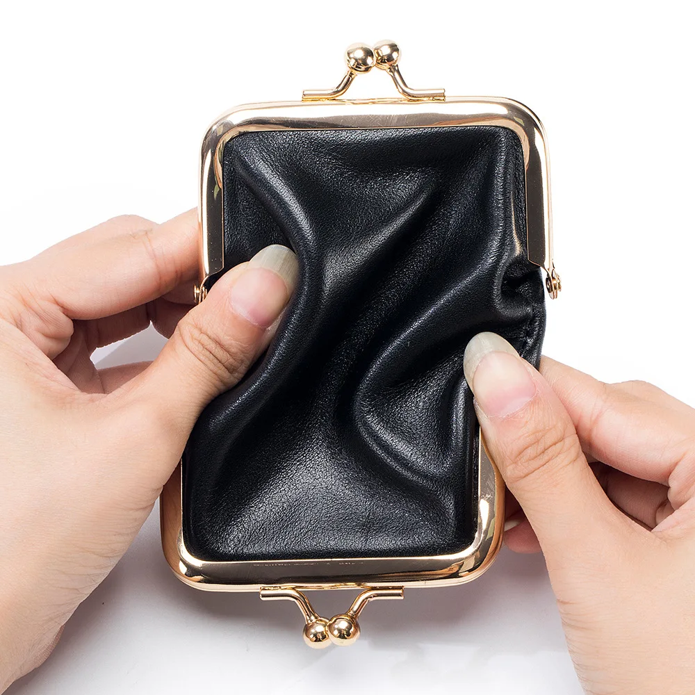 Genuine Leather Mini Lipstick Bag Cowhide Card Holder Storage Classic Coin Purse  Clip Clutch Wallet Earphone Case For Women - AliExpress