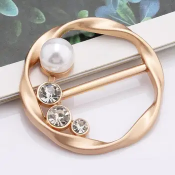 Alternative view of 31BF Silk Scarf Shirt Hem Knotted Buckle Circle Brooch Ring Women Fashion Accessories