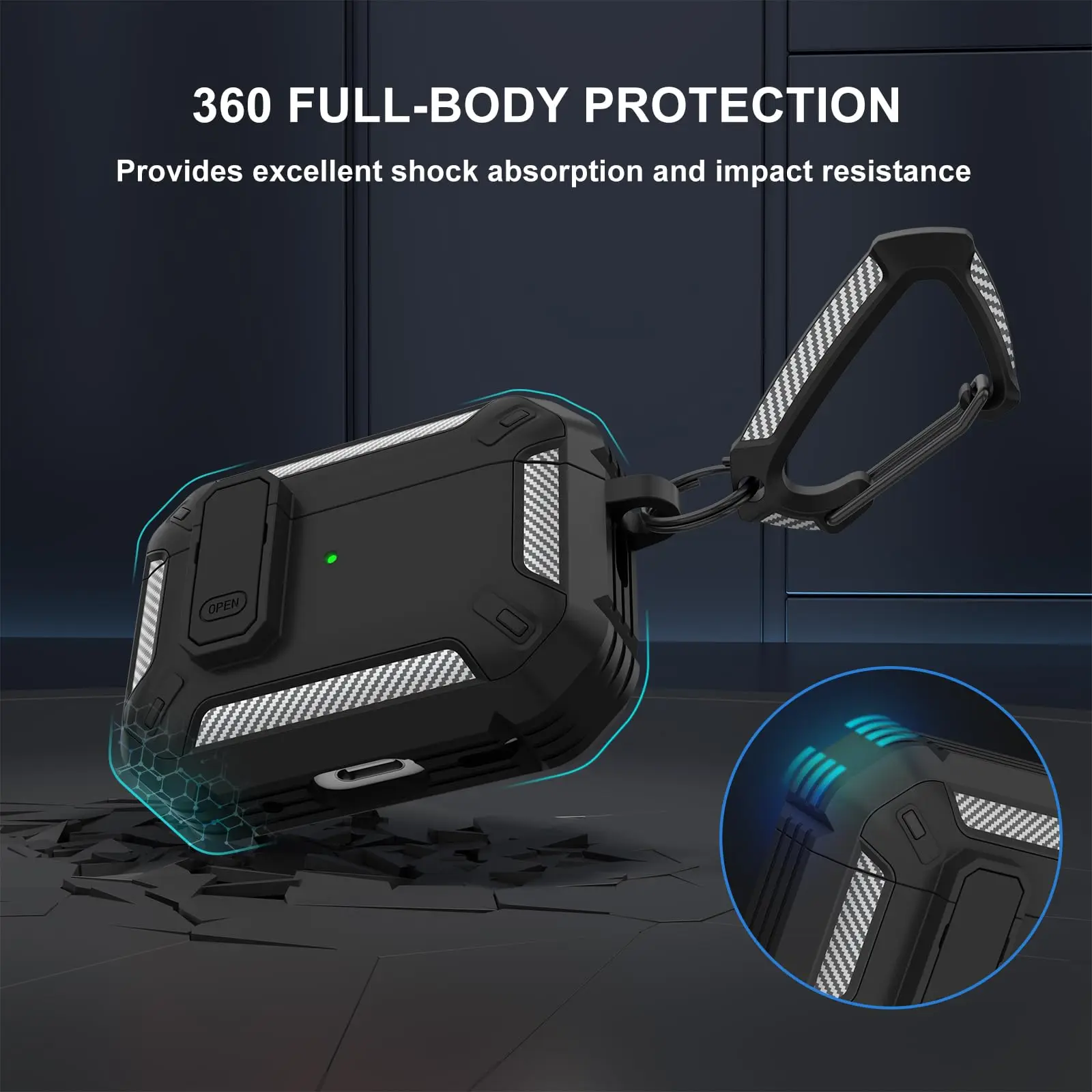 Secure Lock Protective AirPods Case with Cleaning Kit & Keychain