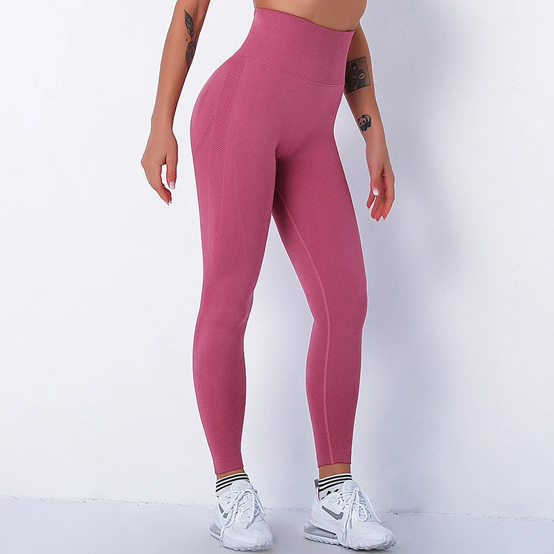 

Seamless Knitted Yoga Trousers Peach Hips Moisture-wicking Sports Fitness Pants Sexy Buttocks Women's Work Out Leggings