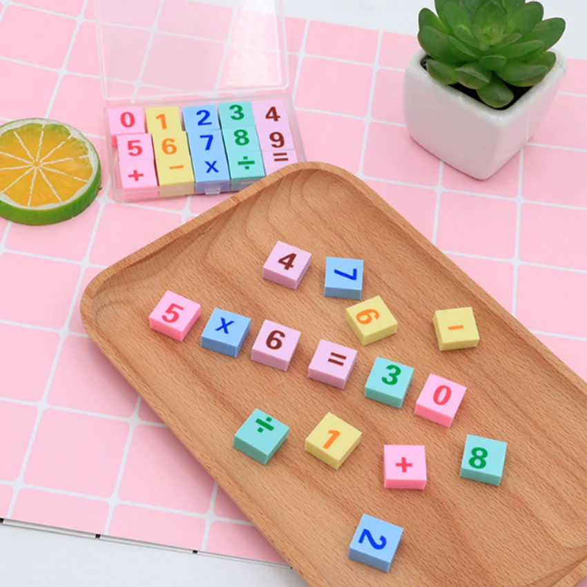 

15pcs/lot Kawaii Digital Eraser Cute Little Rubber Gift Stationery Learning For Kid Candy Color Rubber Office School