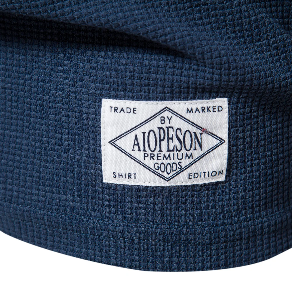 AIOPESON-남성 솔리드 컬러 와플 티셔츠, 캐주얼 브랜드 품질 반팔 티셔츠, 새로운 여름 패션 디자이너 남성 상의