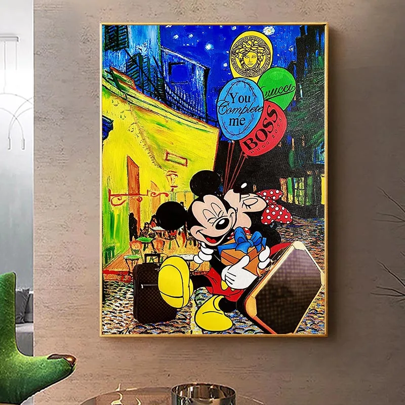 Mickey Mouse, Pop Art, Fashion Luxury LOVE, Modern Art, Paris, Comic, Home  Decor, Wall Art