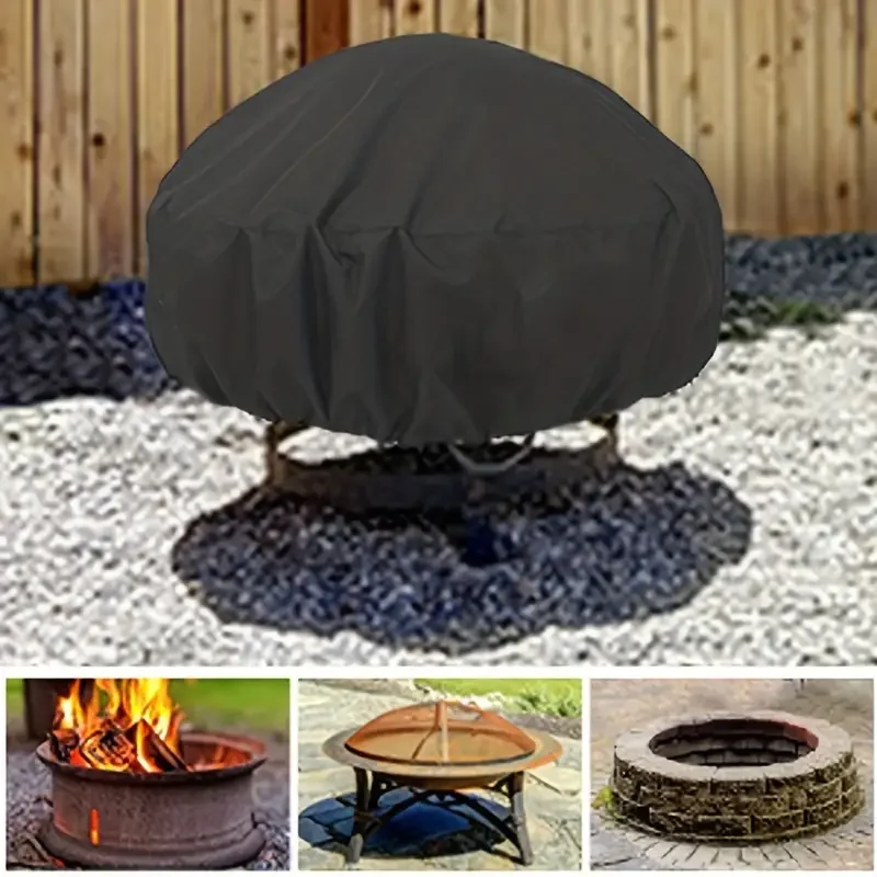 1pc Fire Pit Cover with Drawstring  - Waterproof, Heavy Duty, Heat and Stain Resistant BBQ Grill Cover for Outdoor Protection 2