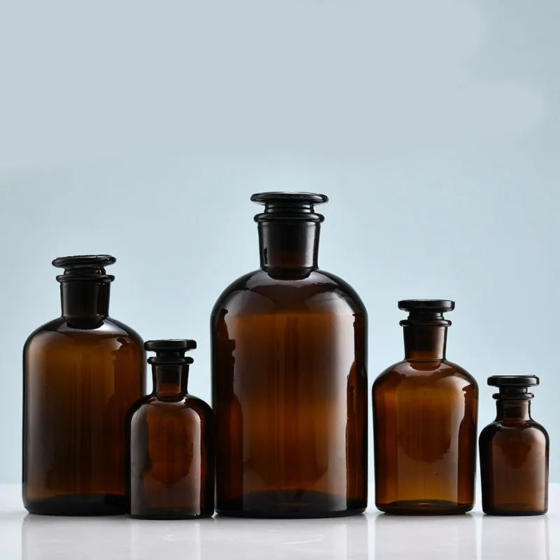 Lab Brown Reagent Bottle Amber Bottle Lead-free High Borosilicate glass with ground-in glass stopper