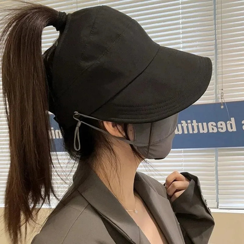 여성용 넓은 챙 어부 모자, 조절 가능한 단색 빈 탑 모자, 야외 캐주얼 스포츠 햇빛가리개 모자, 패션 액세서리, 여름
