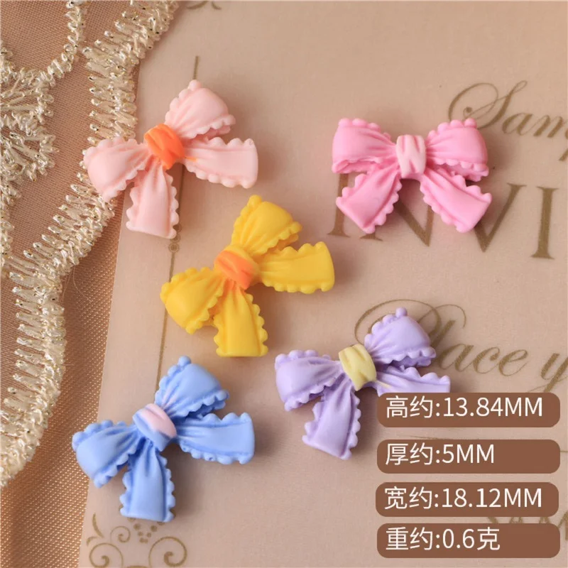 

20Pcs/Lot Macaron Color Bow Cream Glue Phone Case Resin Jewelry Accessories Material For DIY Handmade Nail Art Decoration