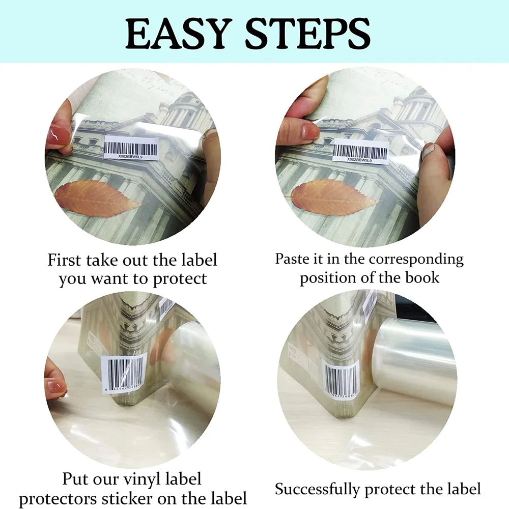 Labels Protector 1000pcs Clear Labels Protector Waterproof Labels for Protecting Bar-Code,Numbers and Books in Seal,Office,Laboratory,Library