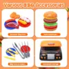 CUTE STONE 2-Layer BBQ Toy Set, Kids Grill with Food, Smoke Sound & Light, Camping BBQ Gift 2