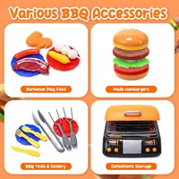 CUTE STONE 2-Layer BBQ Toy Set, Kids Grill with Food, Smoke Sound & Light, Camping BBQ Gift 2