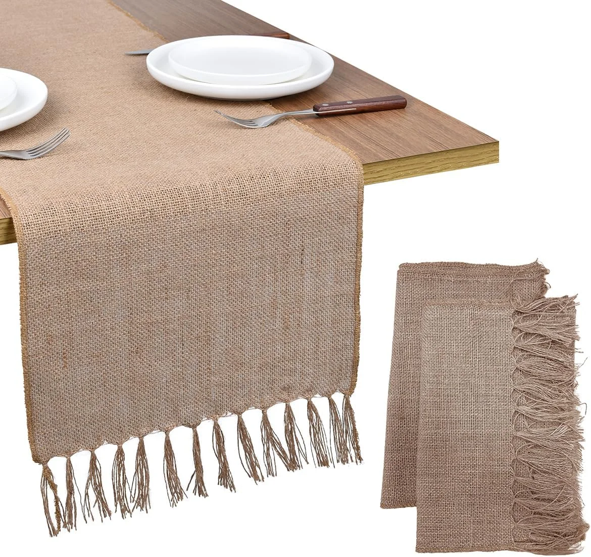Burlap Table Runner Natural Farmhouse Jute Table Runner Thanksgiving Rustic Table Runner for Home Dining Christmas Table Decor