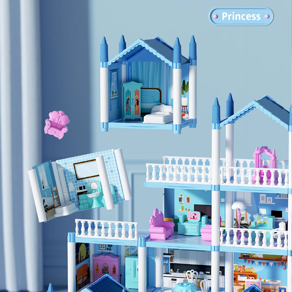 Diy Set Miniatures Dollhouse 3D Cartoon Doll Castle Villa Toys Girl 1/12 Fantasy Doll House Assemble Scene Accessories Furniture 6