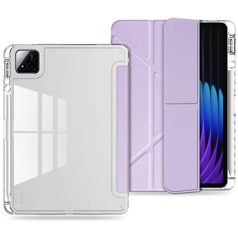 Clear Hard Acrylic Tablet Case with Pencil Holder and Stand Feature