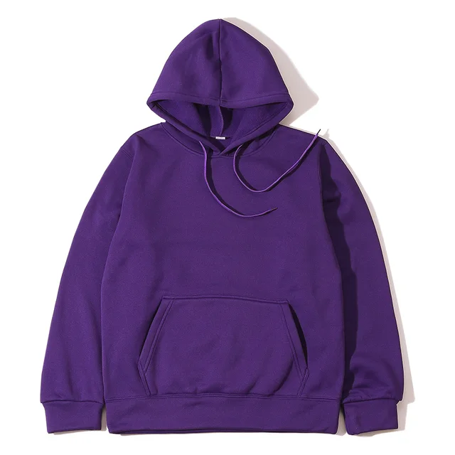 Men Hoodies Sweatshirts Fashion Solid color Purple Hooded 1
