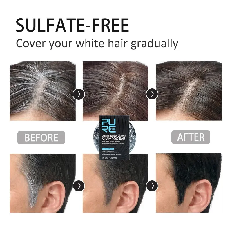 Description Picture 4 of item60g Organic Bamboo Charcoal Shampoo Deep Cleaning Reduce Gray White Hair Repair Damage Pure Solid Soap For Hair and conditioner