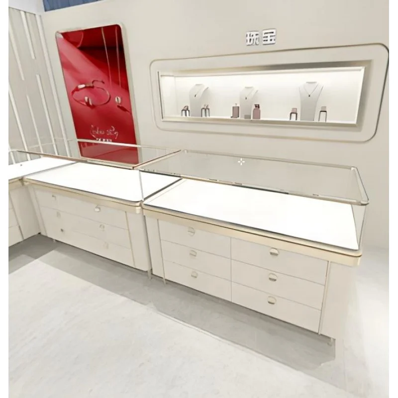 

Custom. Luxury Jewelry Showroom Display Furniture Glass Display Counter Jewelry Showcase with Drawer