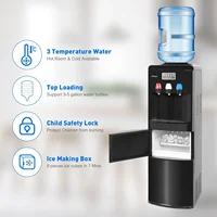 1 Water Dispenser with Built-in Ice Maker, Top Loading Water Cooler Dispenser for 3-5 Gallon Bottle with a Scoop, 3 Temps, Child 2