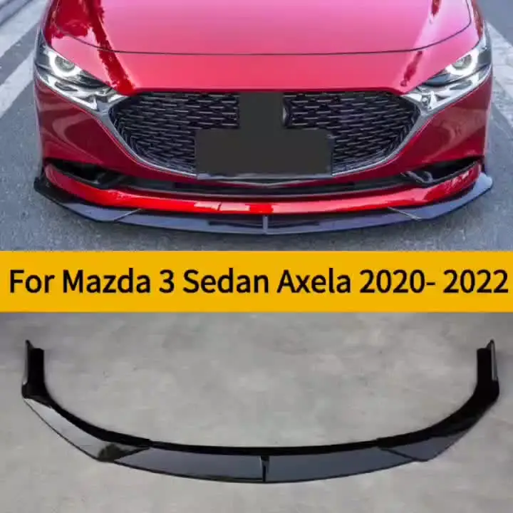 Autofrontspoilers Voor Mazda 3 Voor Axela 2014 2015 2016 2017 2018 Voorbumper Spoiler Lip Lagere Splitter Body Kit Plaat Carbon Fiber Look/Gloss Zwart (Kleur : Glossy Black