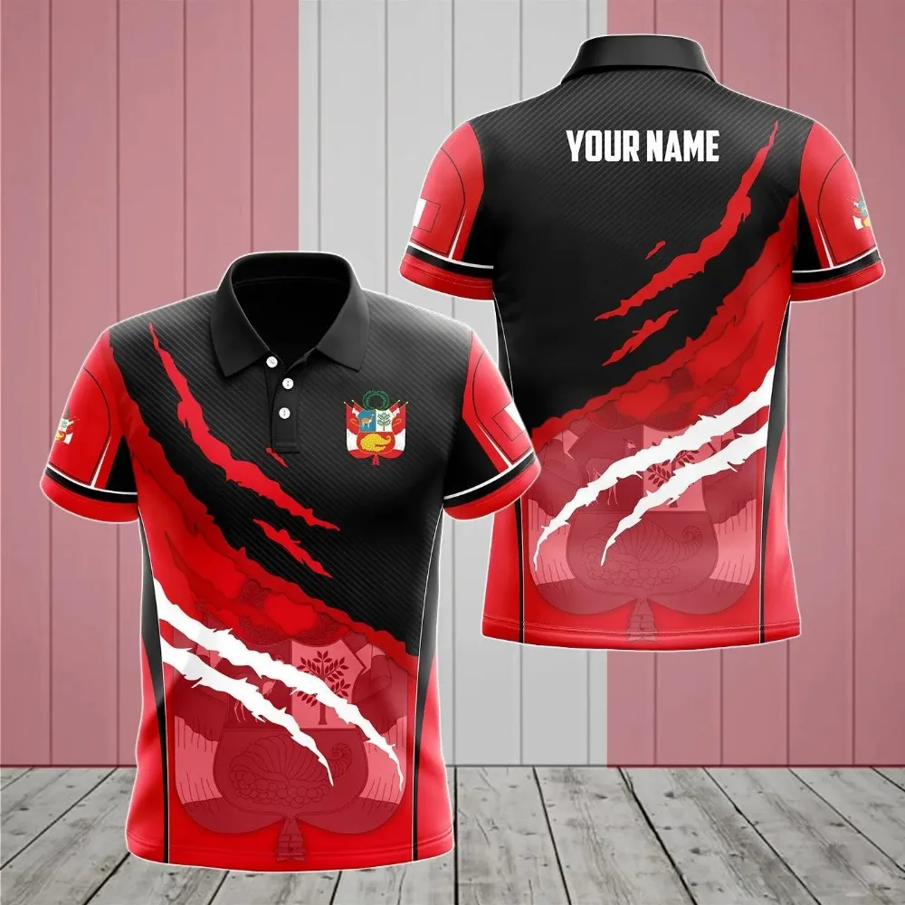 

Peru flag custom 3D printed Polo shirt, men's summer casual street wear