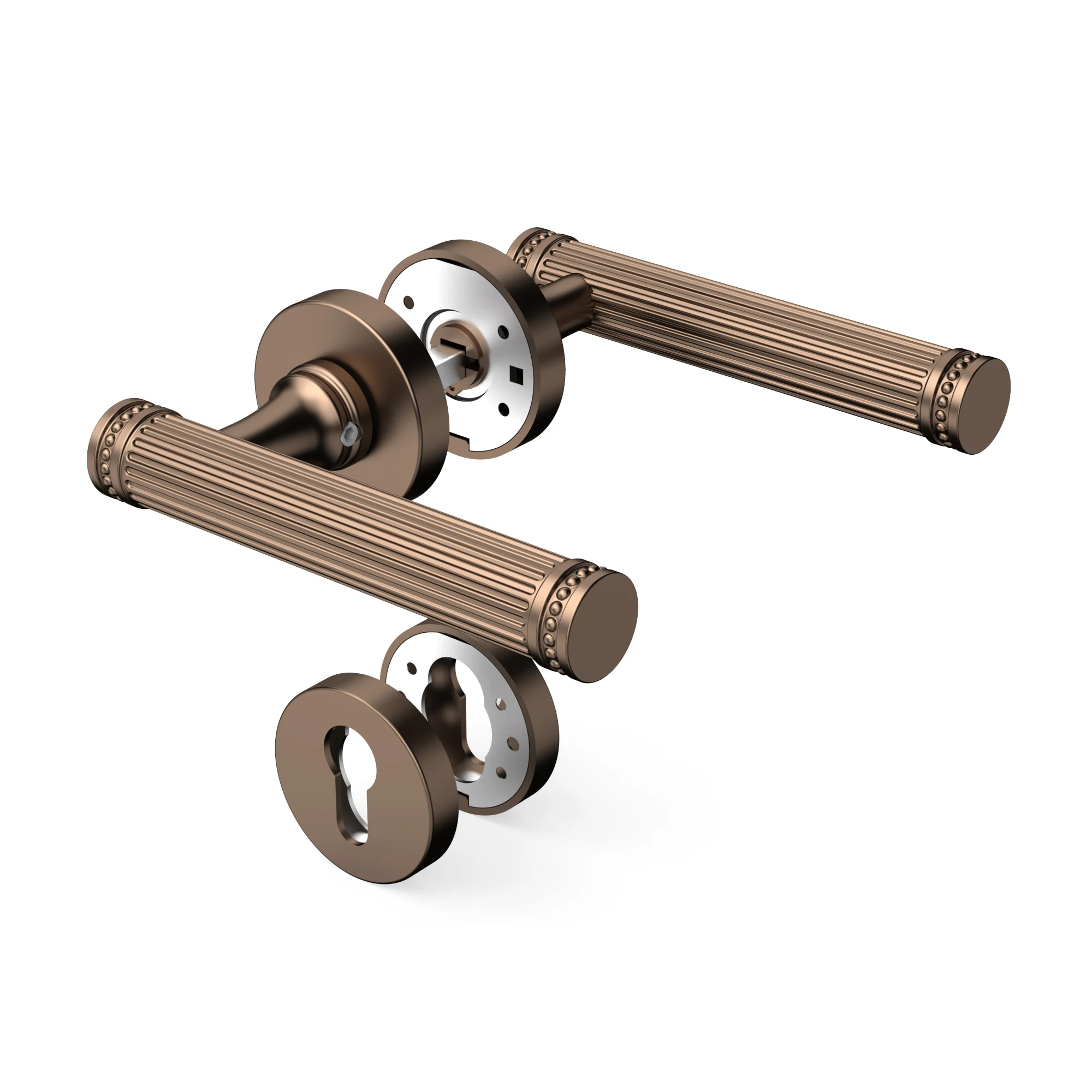 Viladepot Privacy Door Handle Coffee Gold Bedroom Bathroom Passage Zinc Alloy Door Lock Without Lock Cylinder