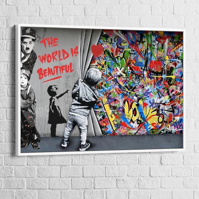 Banksy-Affiches et Imprimés Abstremberg, Interconnexion Comedy Master,  Street Art, Rideau Graffiti, Peinture Murale sur Toile