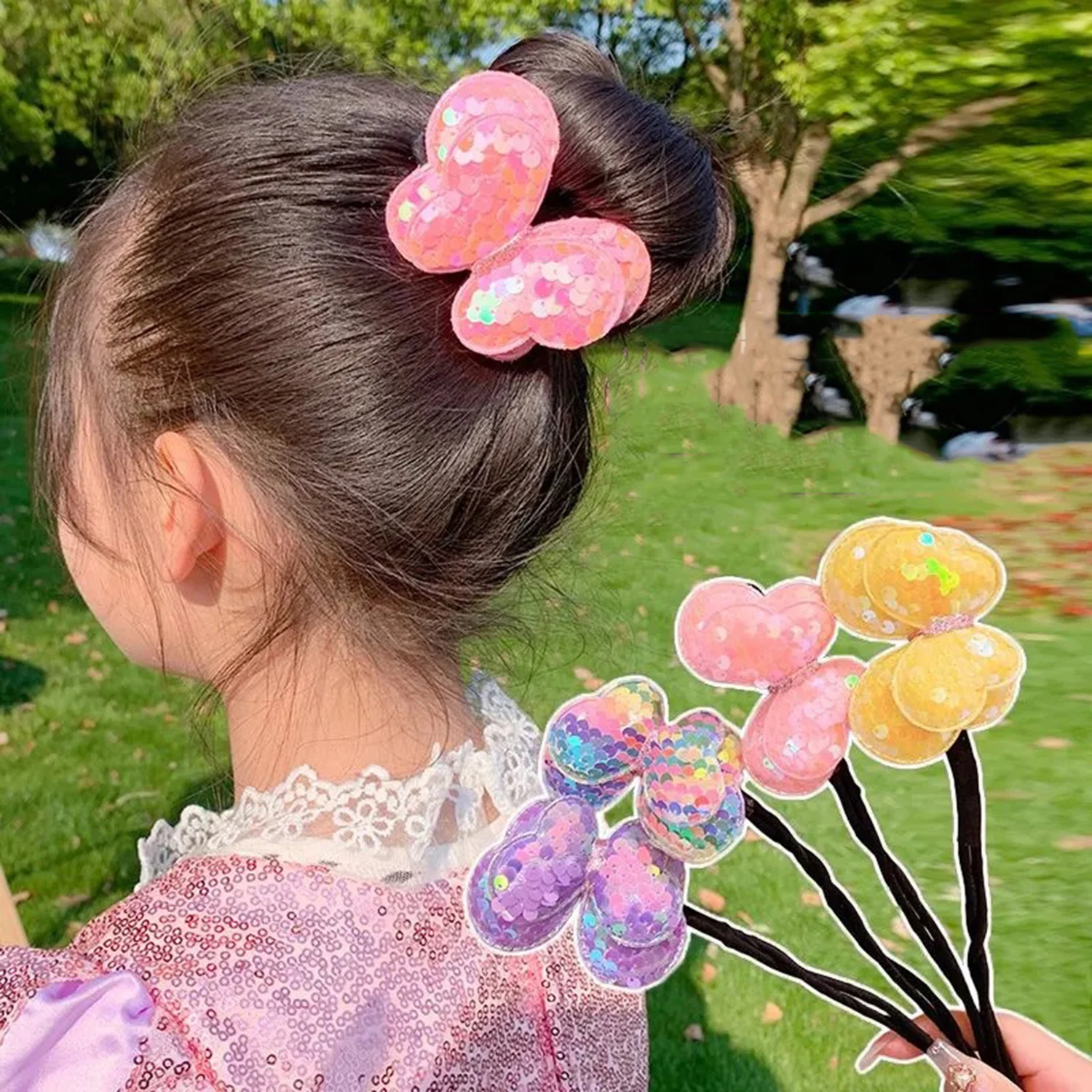 

New Knotted Deft Bun Hair Bands Flexible Sequin Bow Hair Clip Dresses Kid Hair Accessory Twist Clip Hair Making Tool Hair Curler