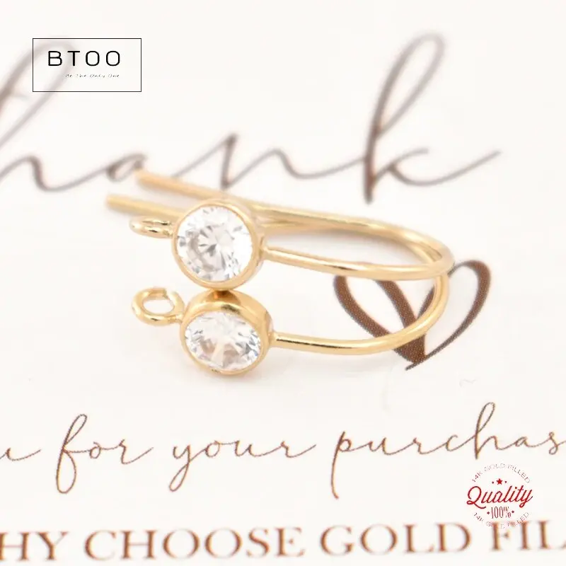 Mit 14 Karat Gold gefüllter Ohrdraht mit 4 mm Zirkon-Lünette und Ring – DIY-Schmuckherstellung, handgefertigtes Ohrring-Zubehör – Detail 11