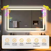 50/60/100/120CM LED Bathroom Mirror with Bluetooth Speaker 3 Colors Dimmable Tempered Glass Waterproof Backlight Vanity Mirror - Image 4