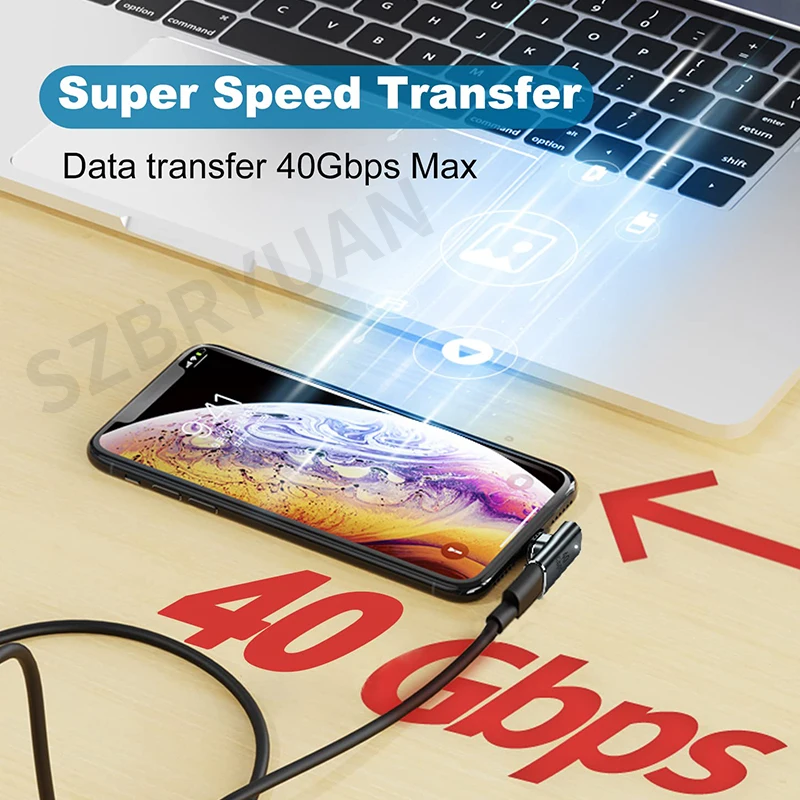 USB4.0 40Gbps USB C Elbow Magnetic Adapter OTG USB C To Type 100W Fast Charging Magnet Converter 8K@60Hz 90 Degree adaptador