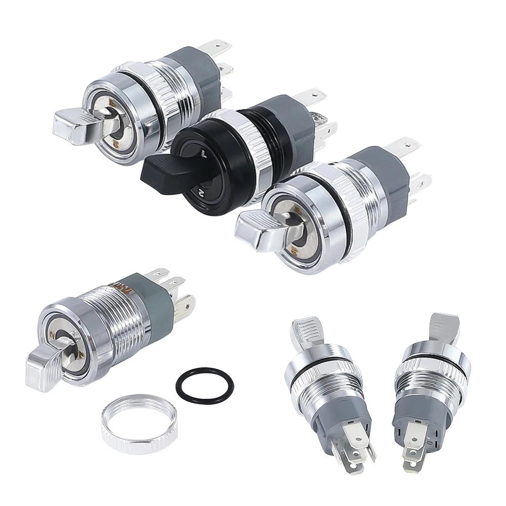 3pc 16MM 1224V Toggle Switch Round Metal Toggles Switch Monochrome