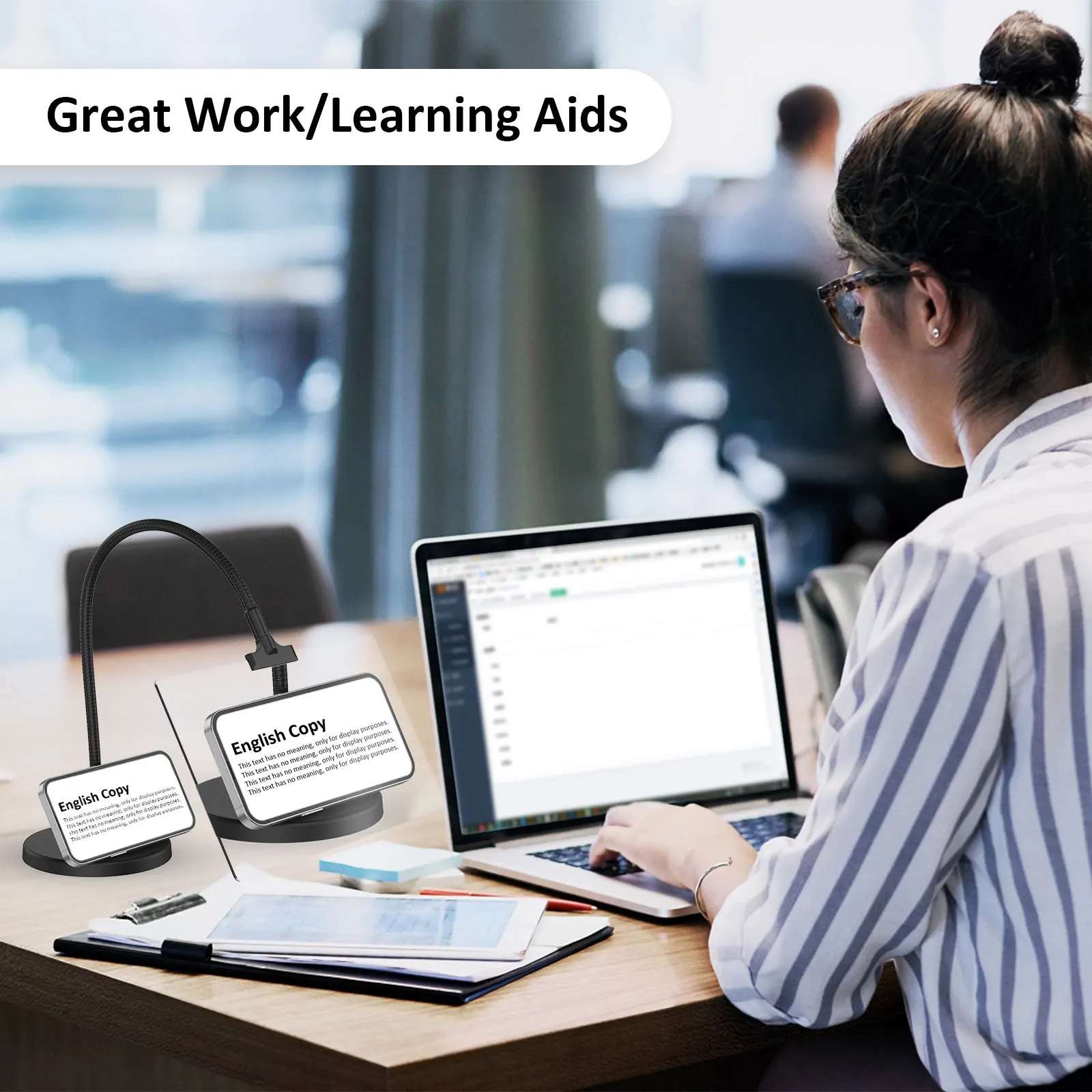 4X Magnifying Glass with Stand, 10"x6" Flexible Gooseneck Magnifying Glass, Large Page Magnifier for Reading Small Prints