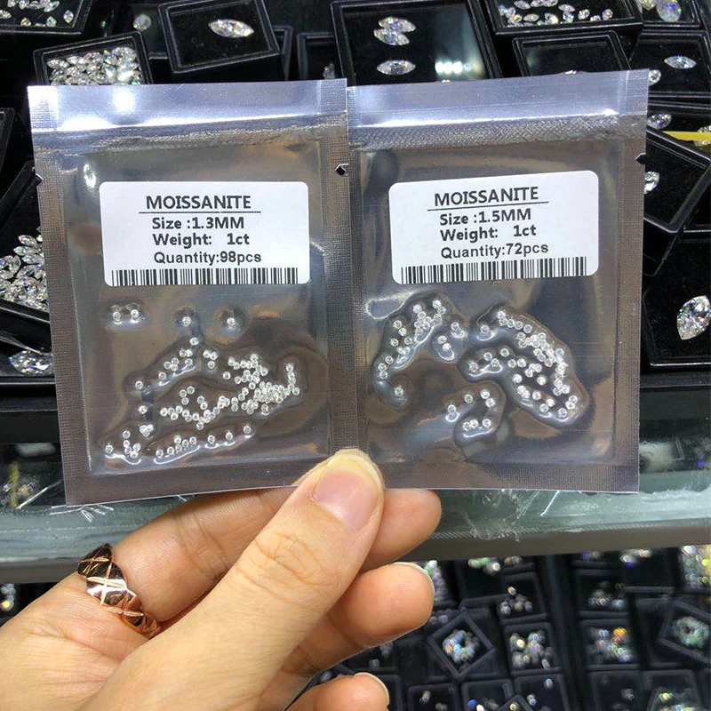 Moissanit StoneD VVS1 Lose Weiße Moissanit 0,7 MM-3 MM 0,5 CT Kleine Nahkampf Runde Pass Diamant Tester Positiv für Schmuck Machen – Detail 6