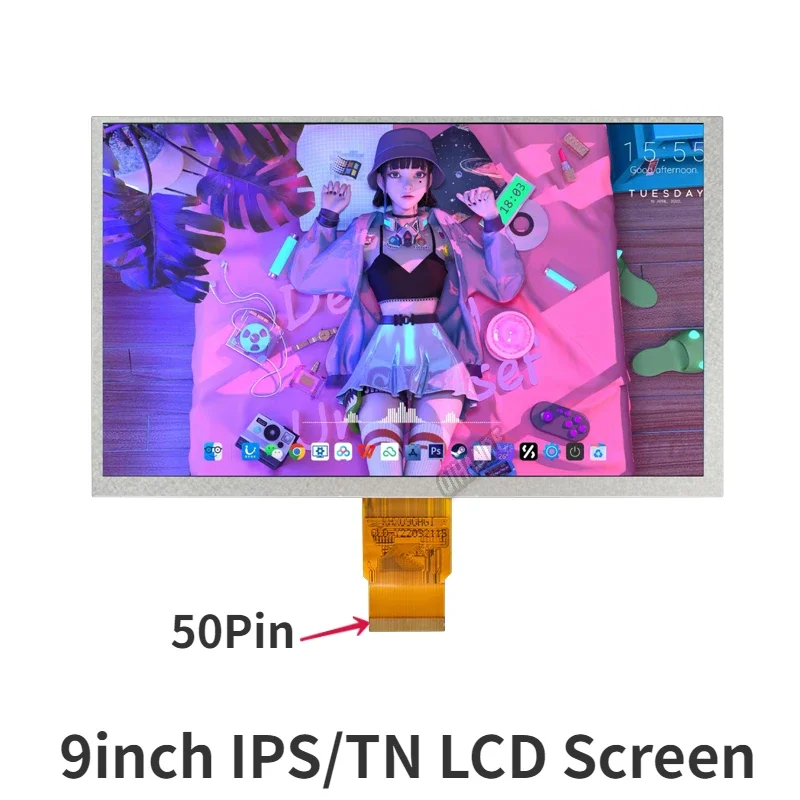 Ips Lcd Screen Display Panel com Audio Driver Board Kit Industrial Manufacturing Car Polegada Resolução 1024x600 50pins hd - Imagem 3