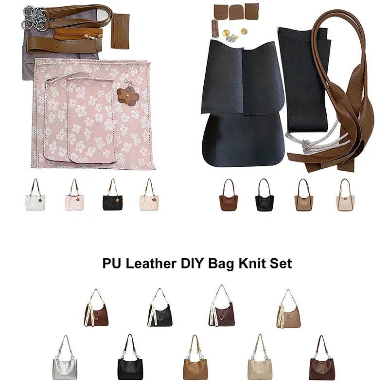 New PU Leather Bag Set Handmade Hand Stitching DIY Shoulder Strap Bag Kit Making Kit Hand sewing pocket Craft Tote Bag for Women