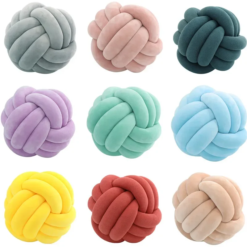 

Scandinavian Soft Knot Ball Pillows Round Throw Pillow Cushion Kids Home Decoration Plush Pillow Throw Knotted Pillow Handmade