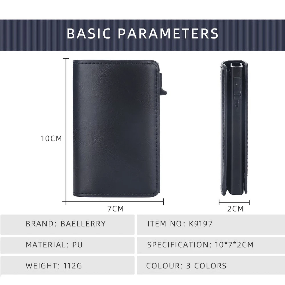 Premium Baellerry Metal Card Holder Men with One-Touch Eject, Thin RFID Protection Anti-Theft Wallet