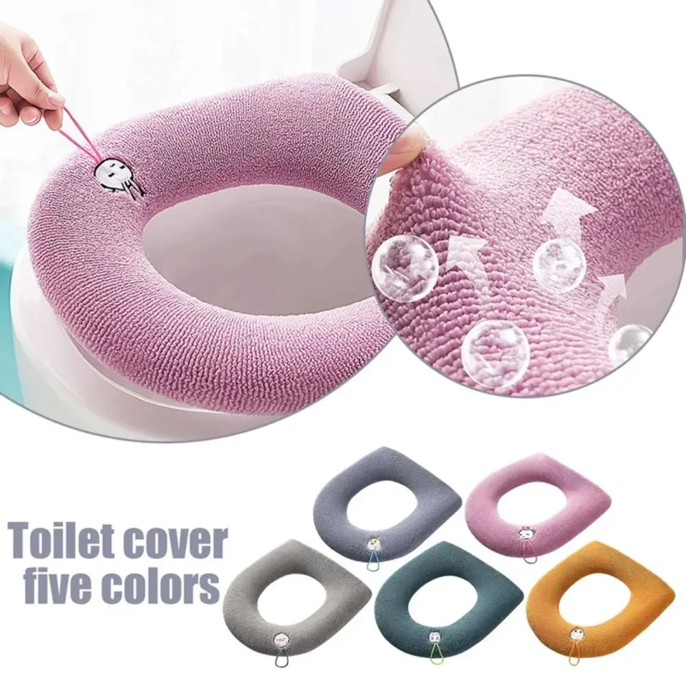 

Warme Toilet Seat Cover Thicken Soft Mat Closestool Warmer Accessories Washable with Handle Closestool Mat Seat Case Bathroom