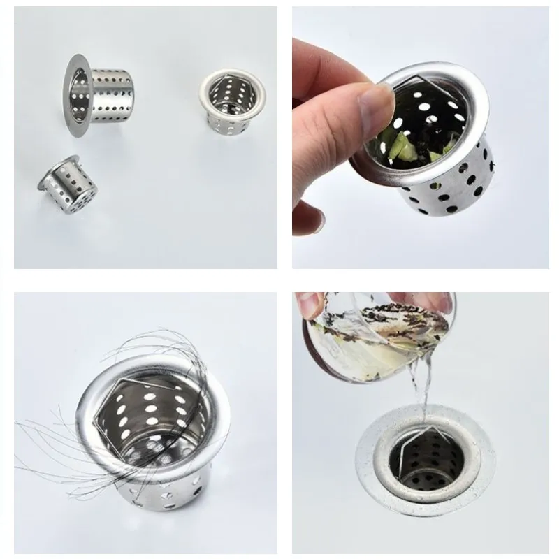 Stainless Steel Floor Drain Filter Sink Strainer Hair Catcher