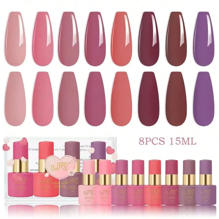 格安！wen  リペアリングジェル8点セット JR 8pcs 15ml Gel Nail Polish Set Including Red Pink Nude Gel