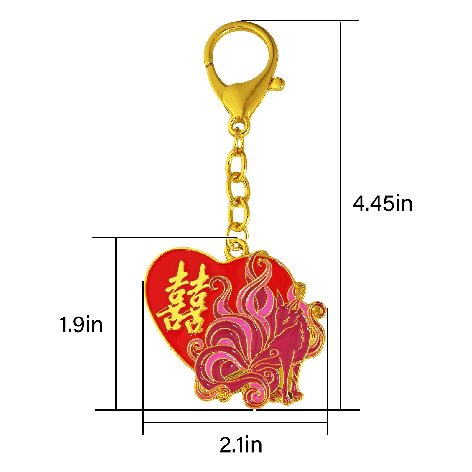 Feng Shui 9 Tailed Fox Love Keychain Love and Blessings Amulet Key Chain 2