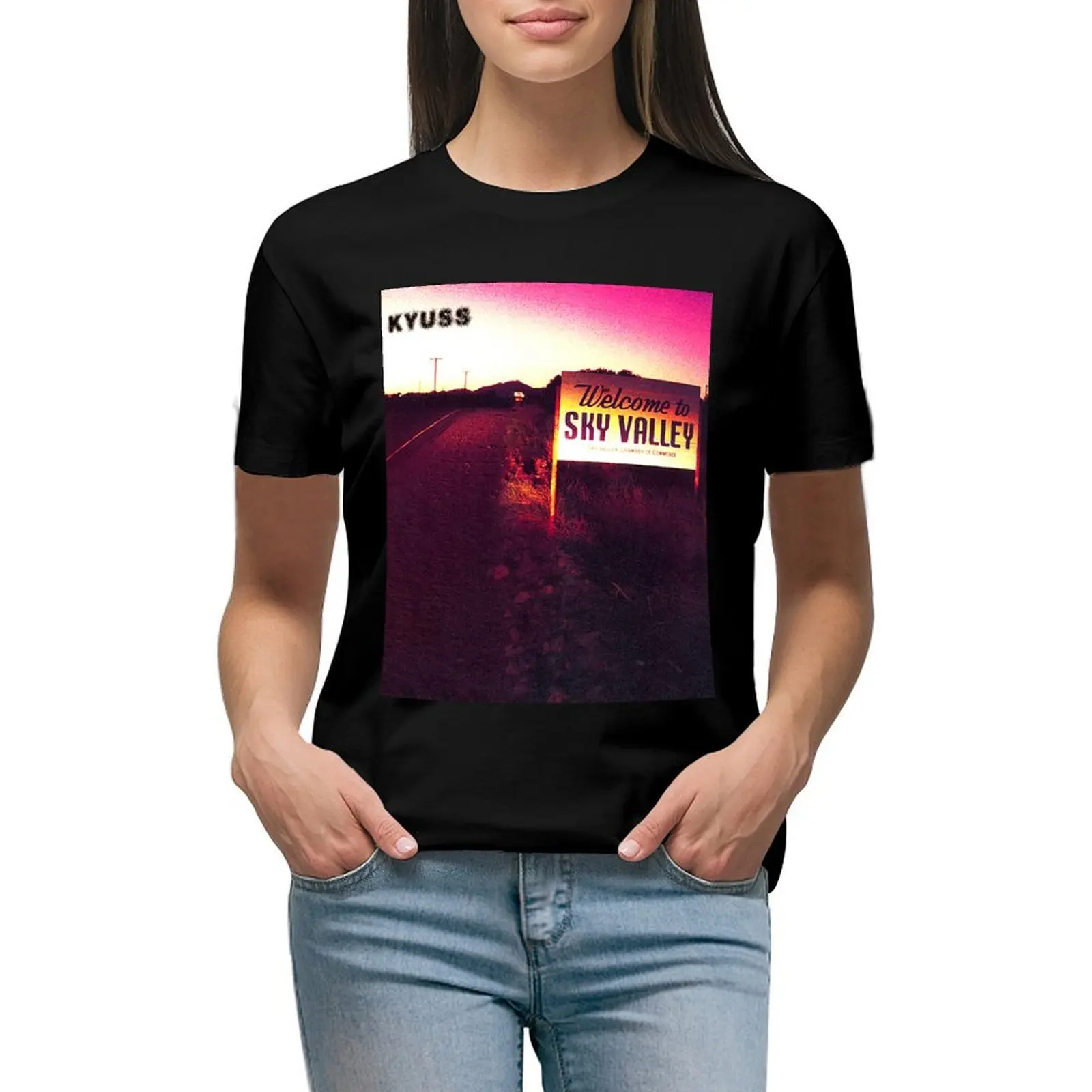 

WELCOME TO THE SKY VALLEY T-shirt korean fashion Blouse female oversized t shirts for Women
