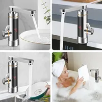 Robinet de chauffage électrique instantané, robinet de chauffe-eau sans réservoir, robinet d'eau chaude électrique, affichage de la température LCD, 360 °   Mixte 3