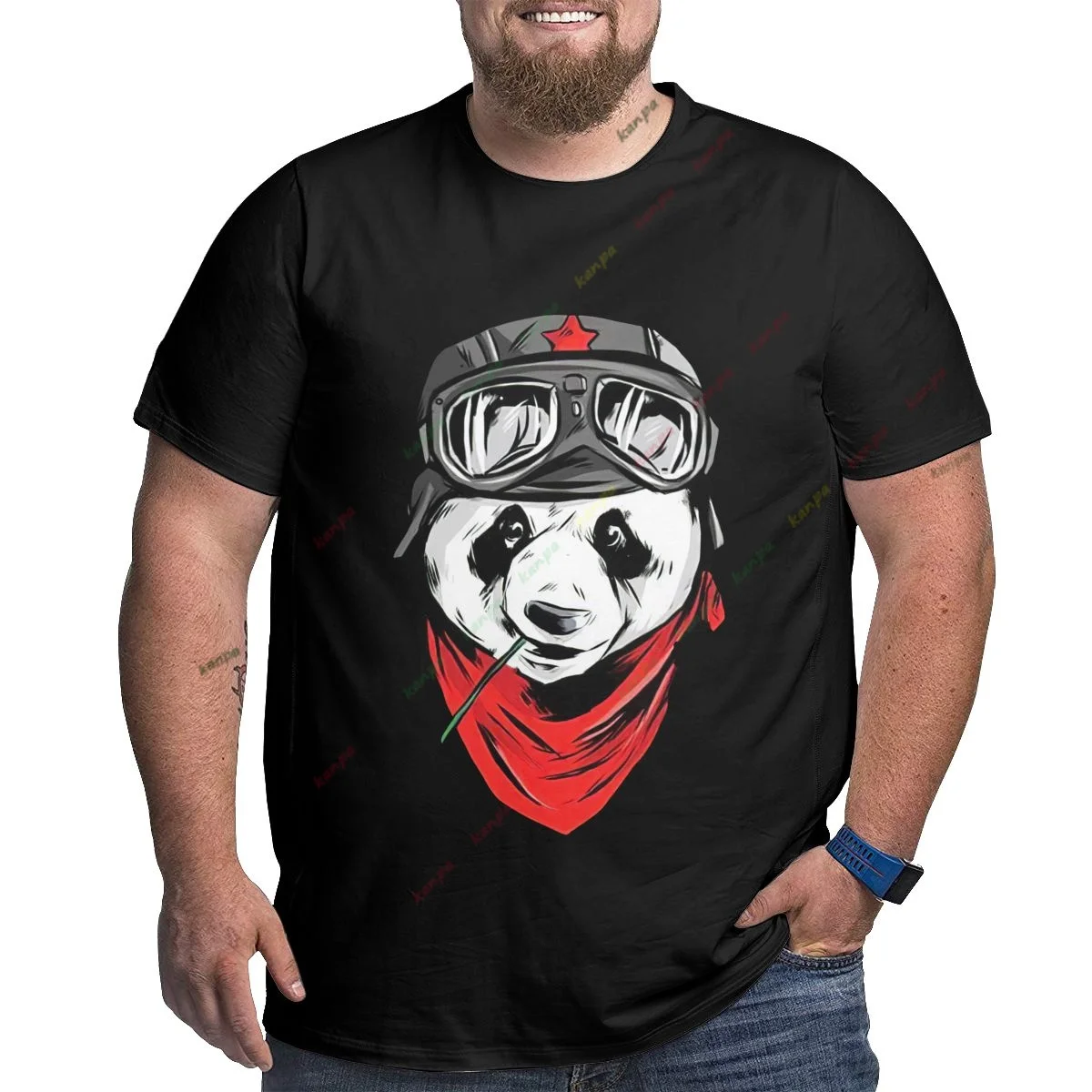 

Funny Panda pilot Printed Men Tshirt Summer Comfortable Loose T Shirts Streetwear Oversized Tee Shirts Hip Hop Fashion T-Shirts