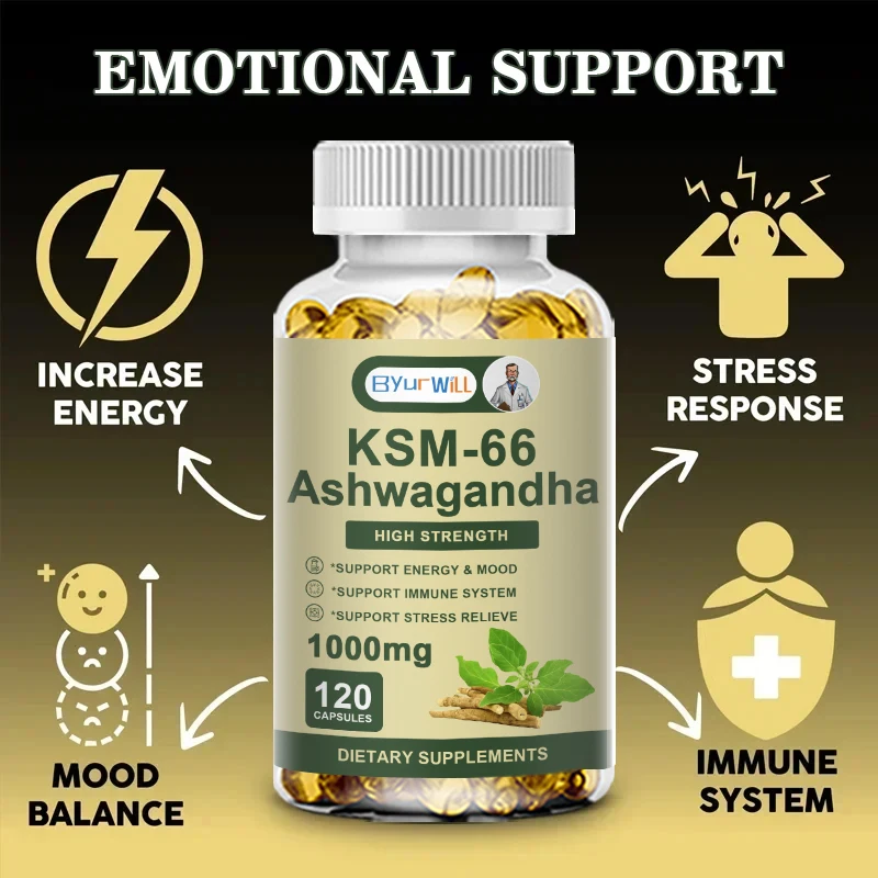 KSM-66 Ashwagandha with 5% Withanolides for Natural Stress Relief, Cognitive Function, Brain & Vitality, and Mood Support