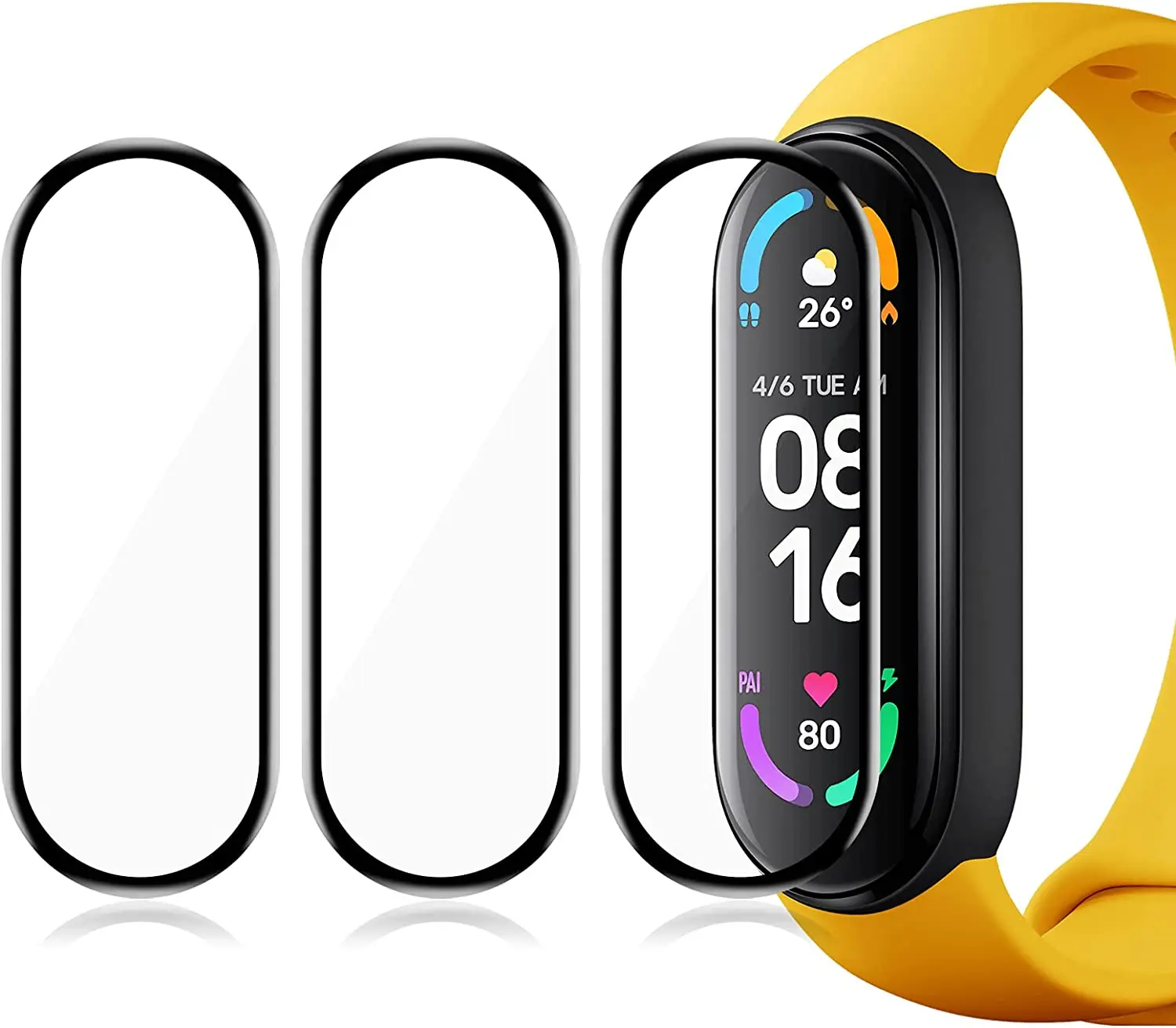 

10D Film Glass for Xiaomi Mi band 8 7 6 5 4 Screen Protector Miband 6 Smart Watchband Full Protective Cover Case Strap Bracelet