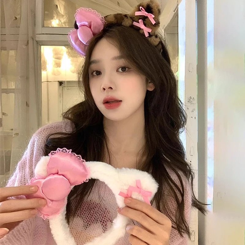 

Pink Bow Headband Bezel Headwear Women Headband Girls Vintage Bow Hair Bands Wide Hairband Hair Accessories