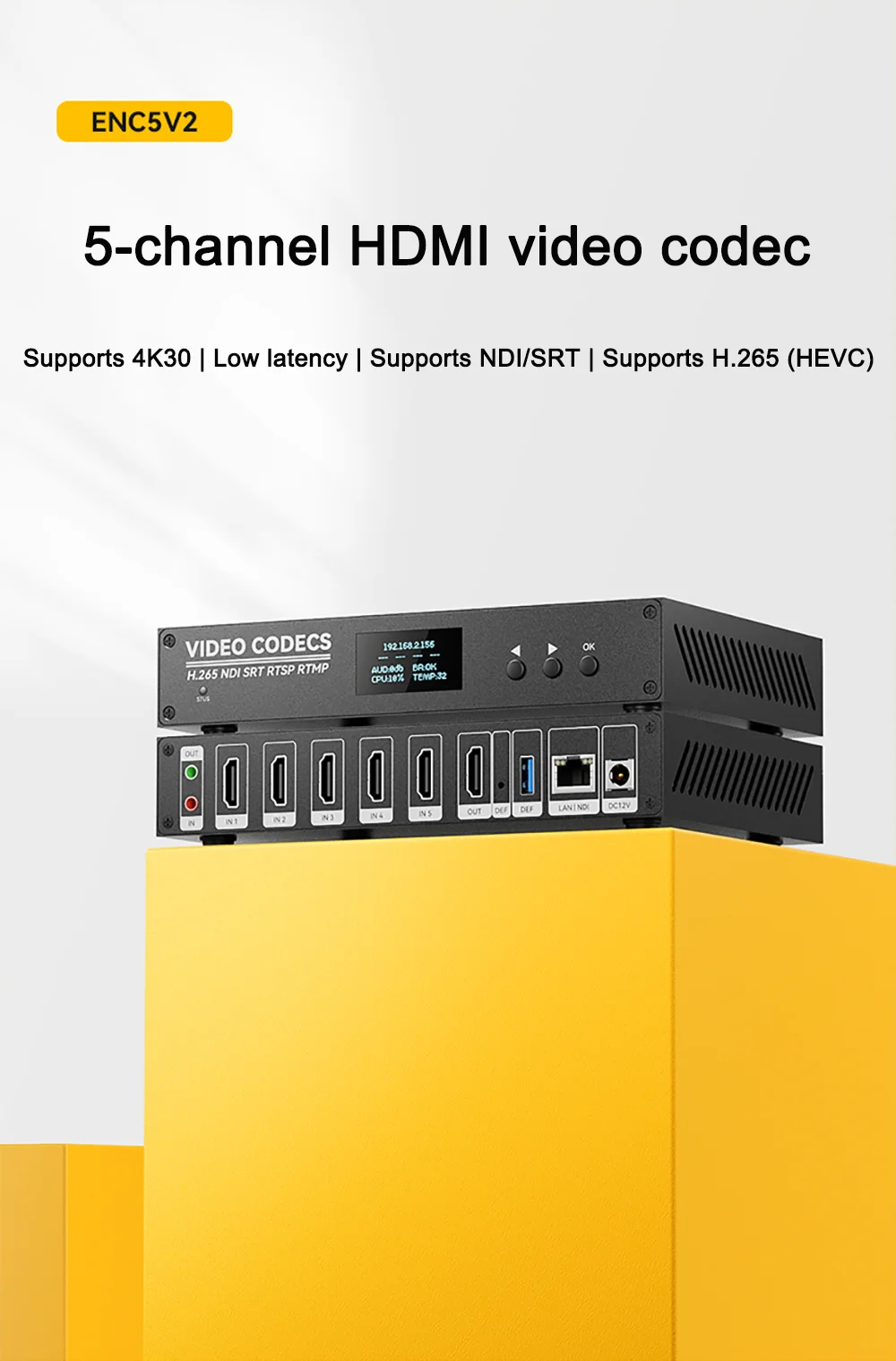 Link Pi ENC5-V2 5-port HDMI Encoder 4K@30fps Decoder 1080P NDI HX SRT RTMP RTSP