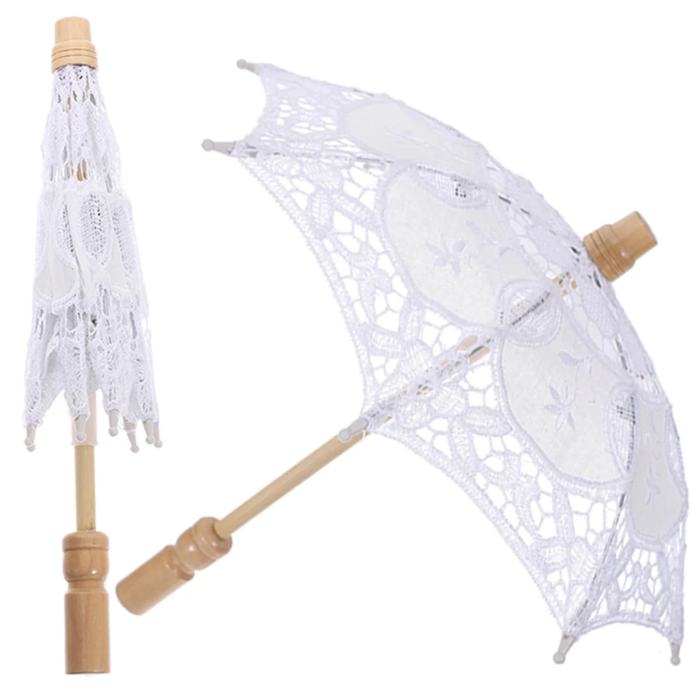 

2Pcs Cotton Cloth Umbrella Wedding Party Umbrella Prop Bride Costume Prop Accessory
